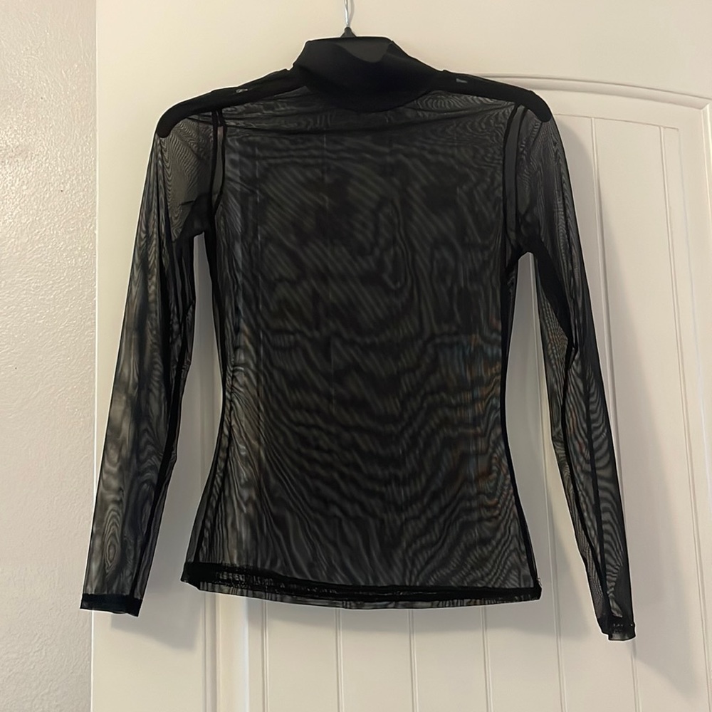 Black Sheer mesh mock-neck top